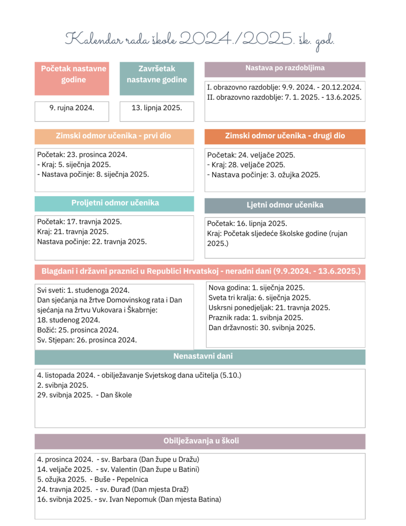 Kalendar rada škole 2024._2025.